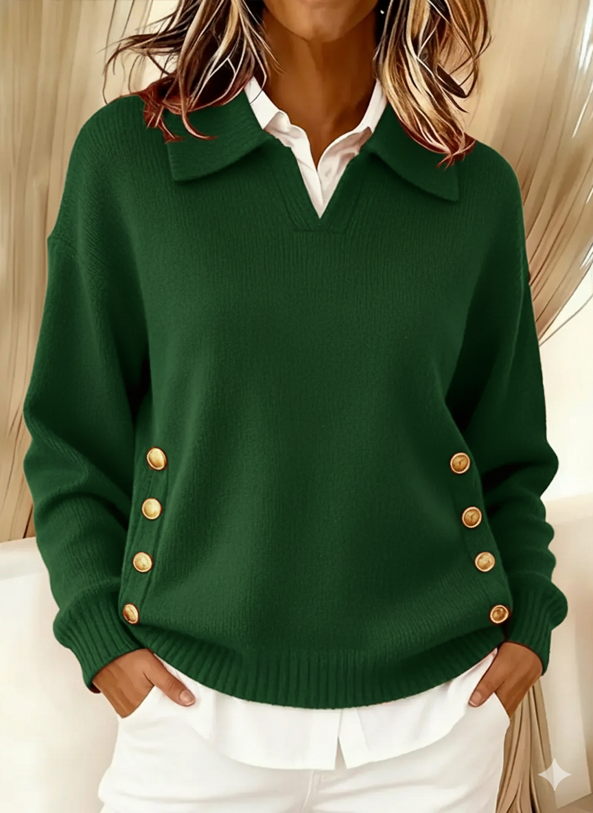 CLARENDA | V-NECK SWEATER WITH COLLAR