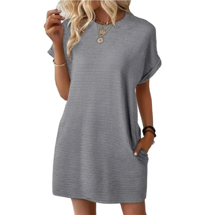EVA | CASUAL MINIMALIST ROUND NECK SUMMER DRESS