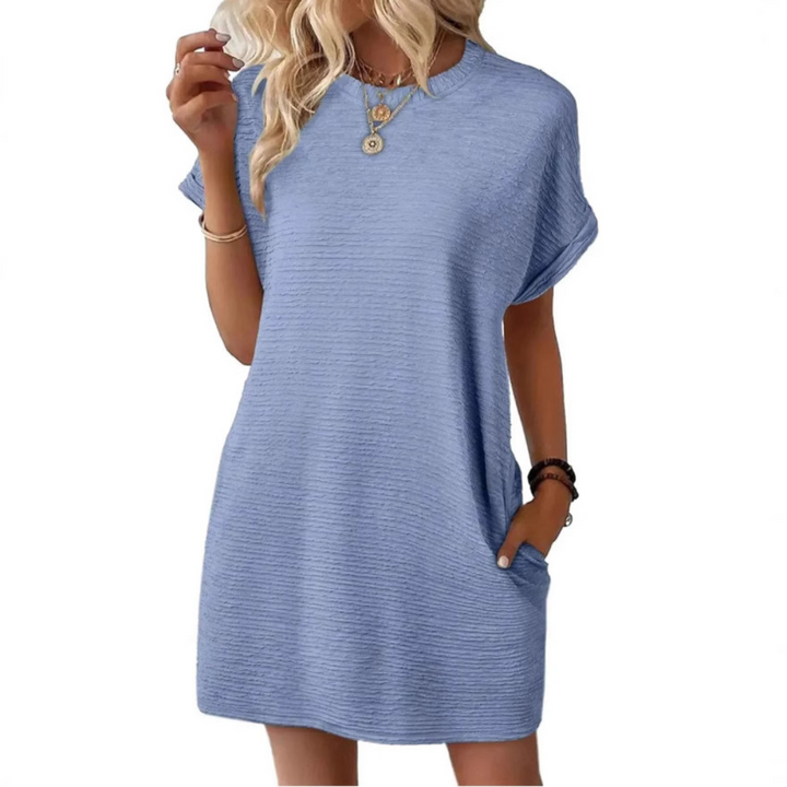 EVA | CASUAL MINIMALIST ROUND NECK SUMMER DRESS