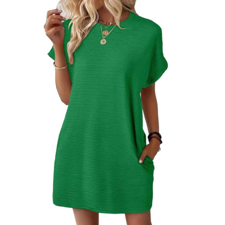 EVA | CASUAL MINIMALIST ROUND NECK SUMMER DRESS