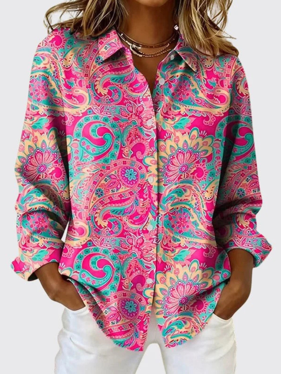 KATARINA | PAISLEY PRINT BUTTON-UP BLOUSE