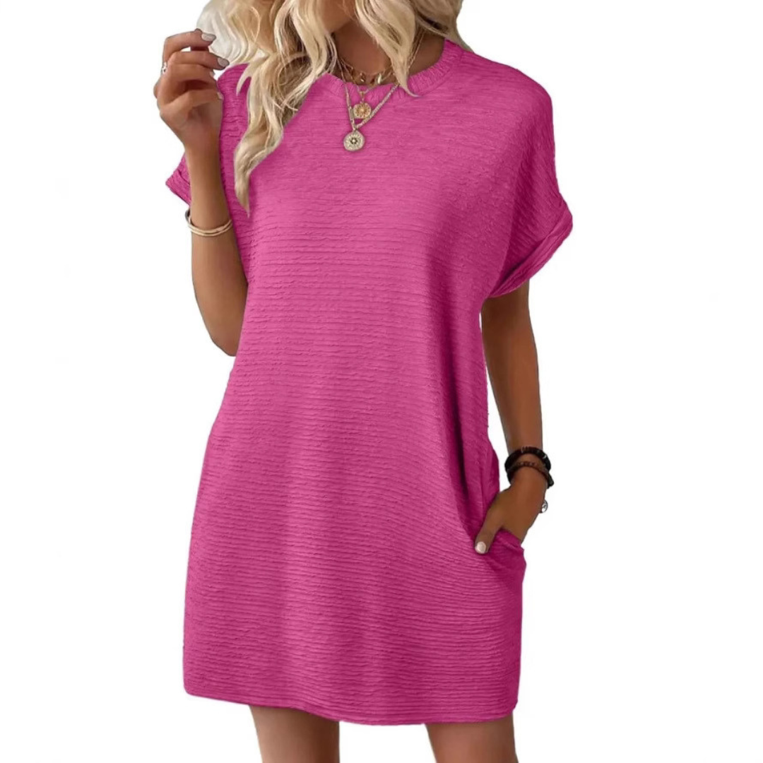 EVA | CASUAL MINIMALIST ROUND NECK SUMMER DRESS