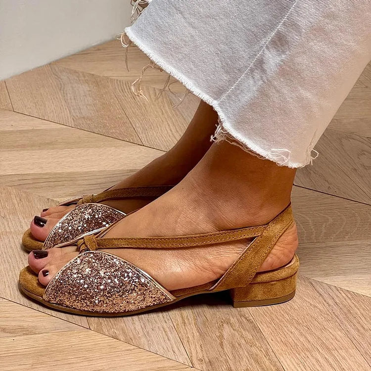 VALERIA | GLITTER FLAT SANDALS