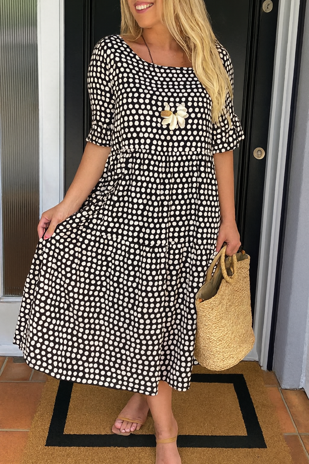 DAWN | SABLE SHORT-SLEEVE MIDI DRESS
