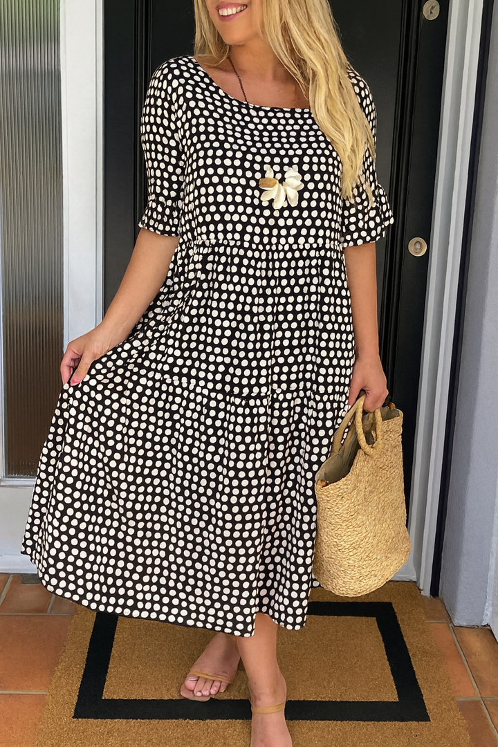 DAWN | SABLE SHORT-SLEEVE MIDI DRESS