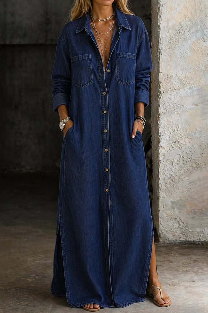 ANDREA | DENIM BUTTON DOWN DRESS