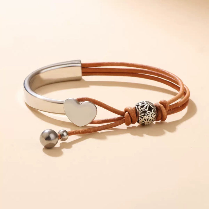 HARRIET | HEART CHARM FAUX LEATHER CUFF BRACELET