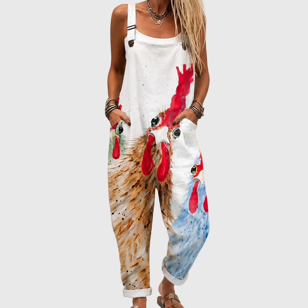 SOPHIE | SOFT JUMPSUIT WITH COUNTRY CHICKEN PRINT