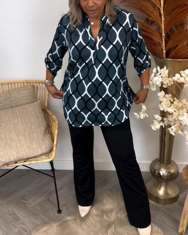 CHRISTABEL | CASUAL LONG-SLEEVE PATTERNED BLOUSE