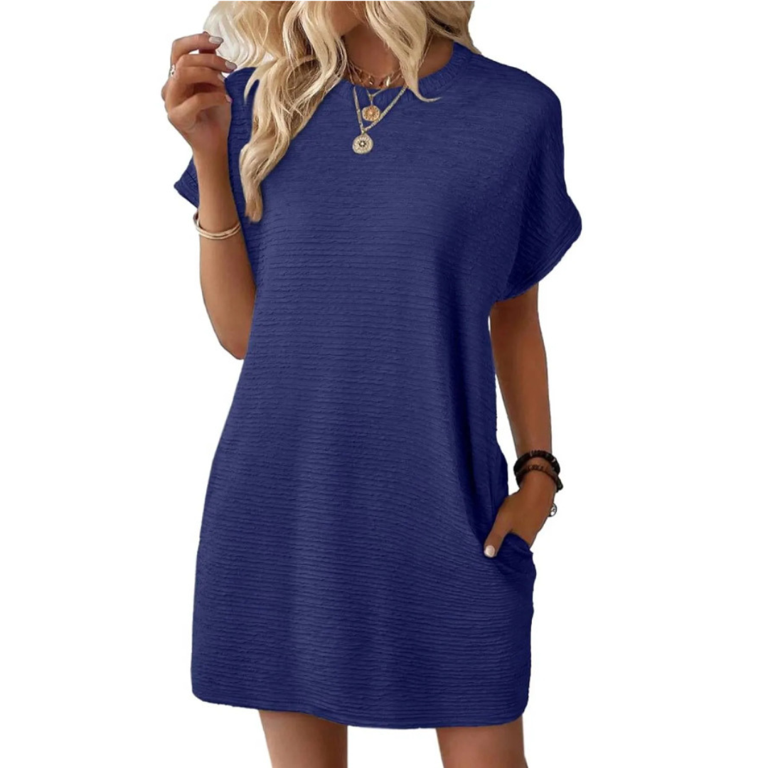 EVA | CASUAL MINIMALIST ROUND NECK SUMMER DRESS