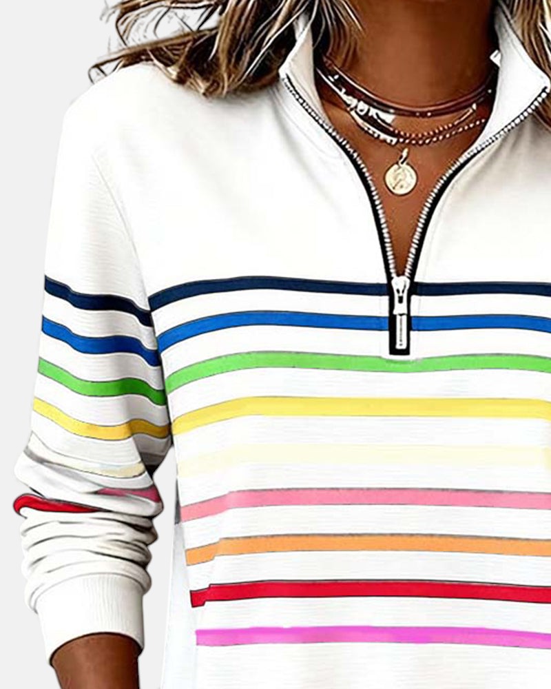 MEDLINE | RAINBOW STRIPED QUARTER-ZIP