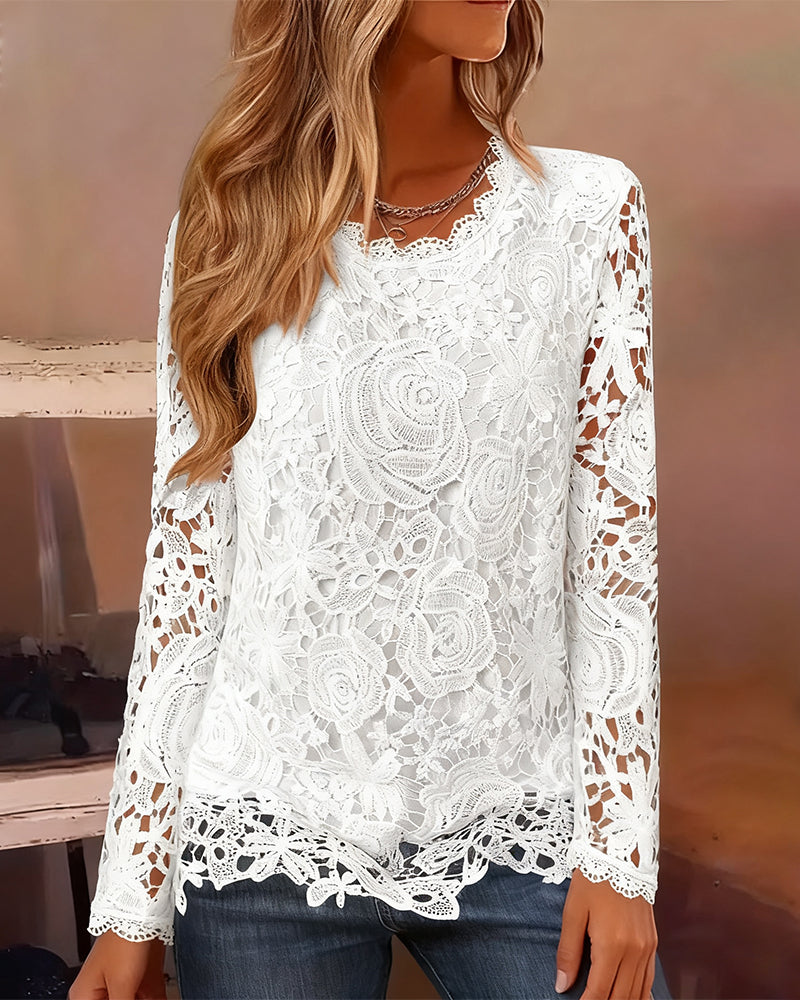 COLLEEN | ELEGANT LONG SLEEVE LACE TOP