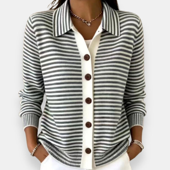 NOLA | STRIPED COLLAR CARDIGAN