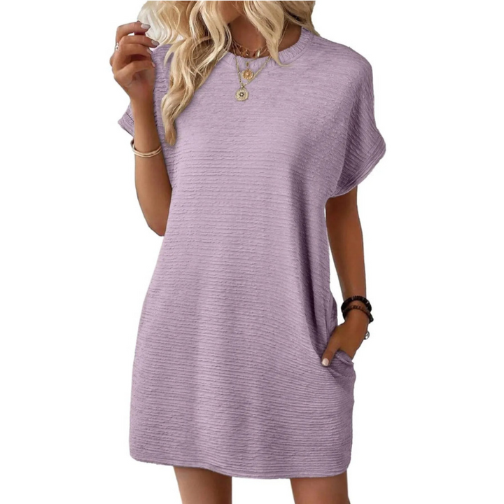 EVA | CASUAL MINIMALIST ROUND NECK SUMMER DRESS