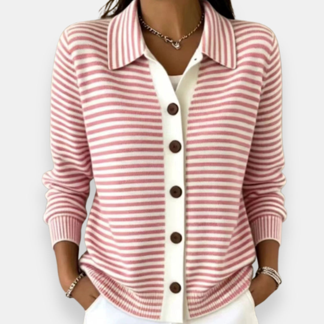 NOLA | STRIPED COLLAR CARDIGAN