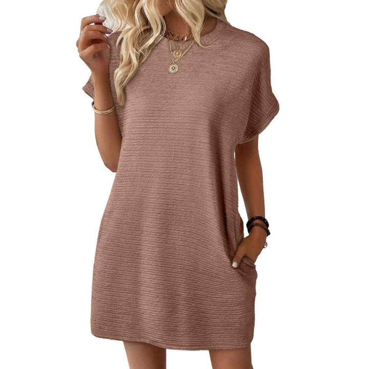 EVA | CASUAL MINIMALIST ROUND NECK SUMMER DRESS