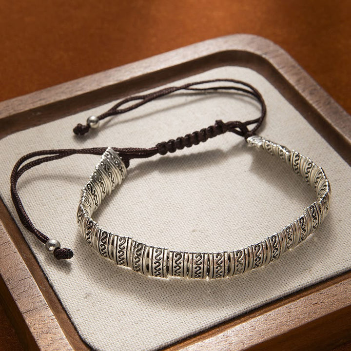 BEATRIX | RIBBED SILVER BAND CORD BRACELET