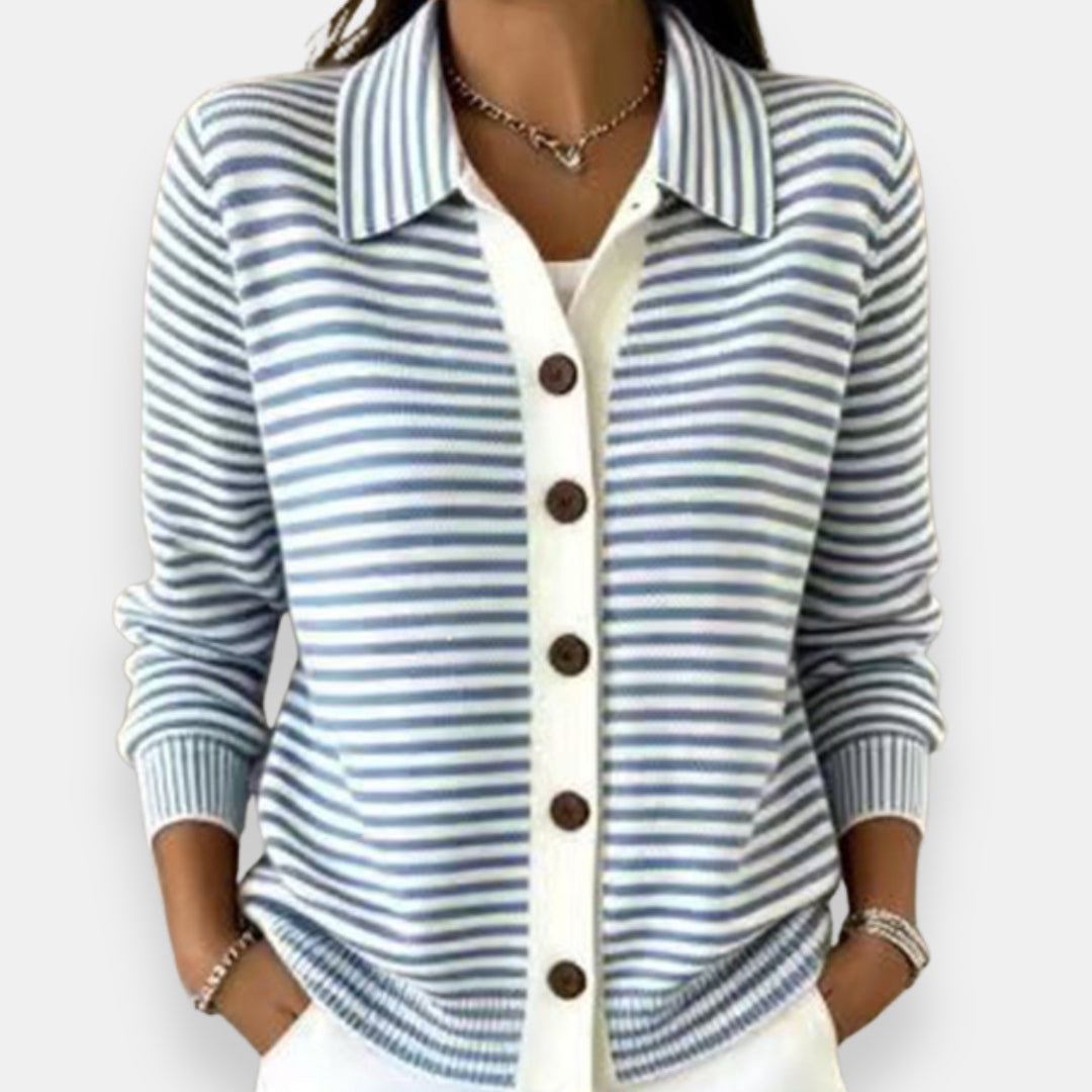 NOLA | STRIPED COLLAR CARDIGAN