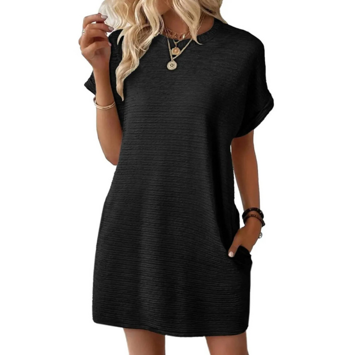 EVA | CASUAL MINIMALIST ROUND NECK SUMMER DRESS