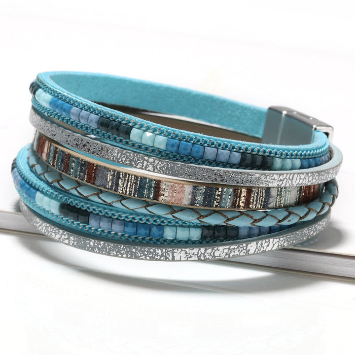MARJORIE | TURQUOISE FAUX LEATHER WRAP BRACELET