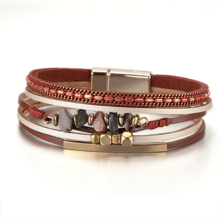IRIS | ROSE STONE CHIP FAUX LEATHER BRACELET