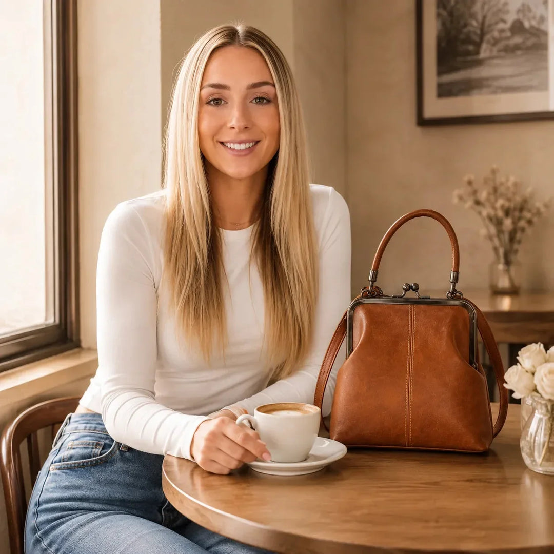 KIMA | VINTAGE KISS LOCK CROSSBODY BAG WITH TOP HANDLE