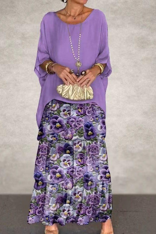 NORA | LAYERED DRESS PURPLE FLOWER