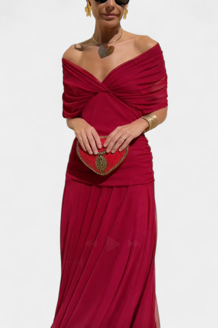 SHARICE | LONG FLORAL DRESS WITH V-NECK