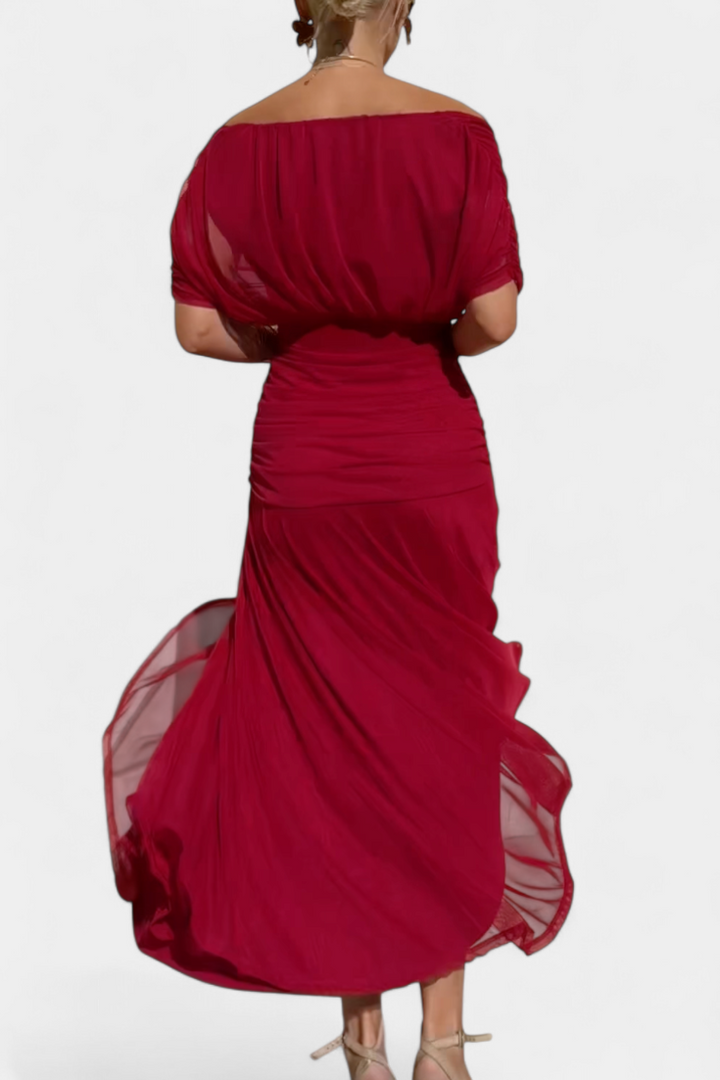 SHARICE | LONG FLORAL DRESS WITH V-NECK