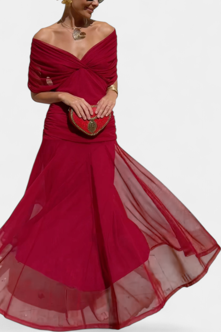 SHARICE | LONG FLORAL DRESS WITH V-NECK