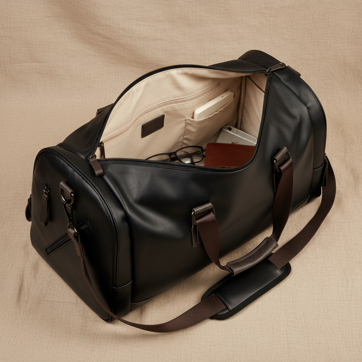 Oskar Leather-Style Travel Bag