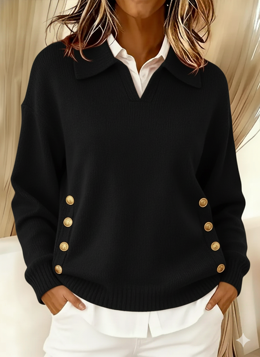 CLARENDA | V-NECK SWEATER WITH COLLAR