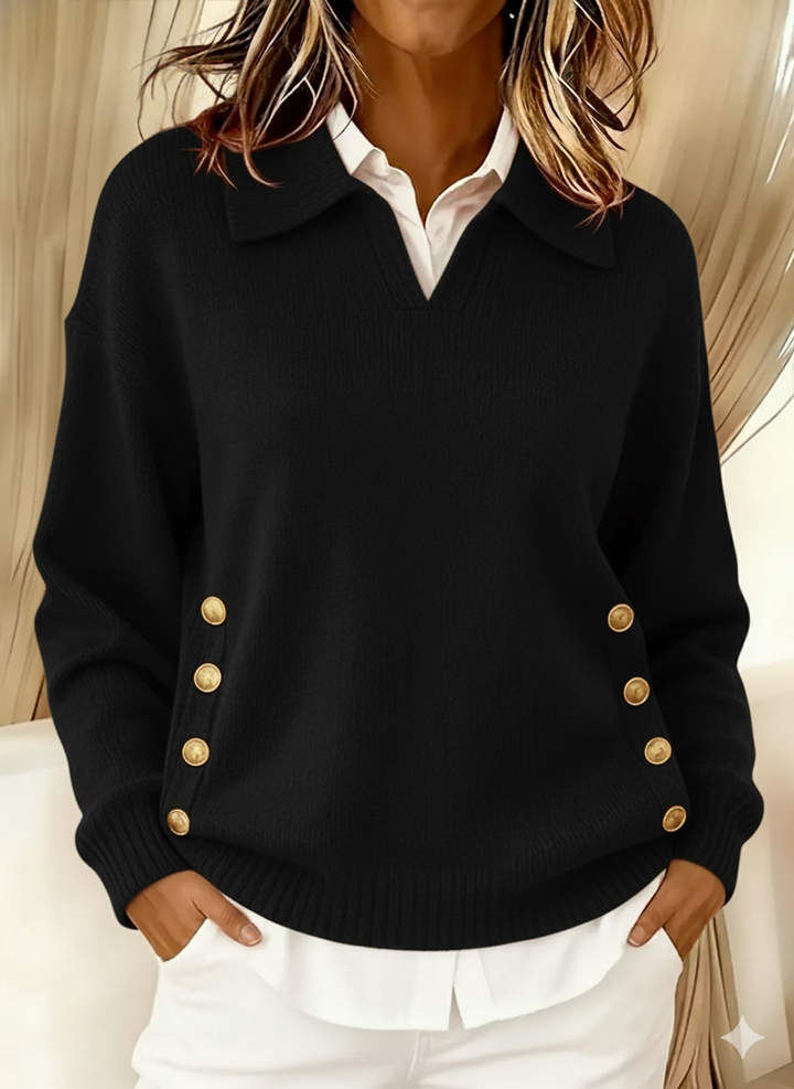 CLARENDA | V-NECK SWEATER WITH COLLAR