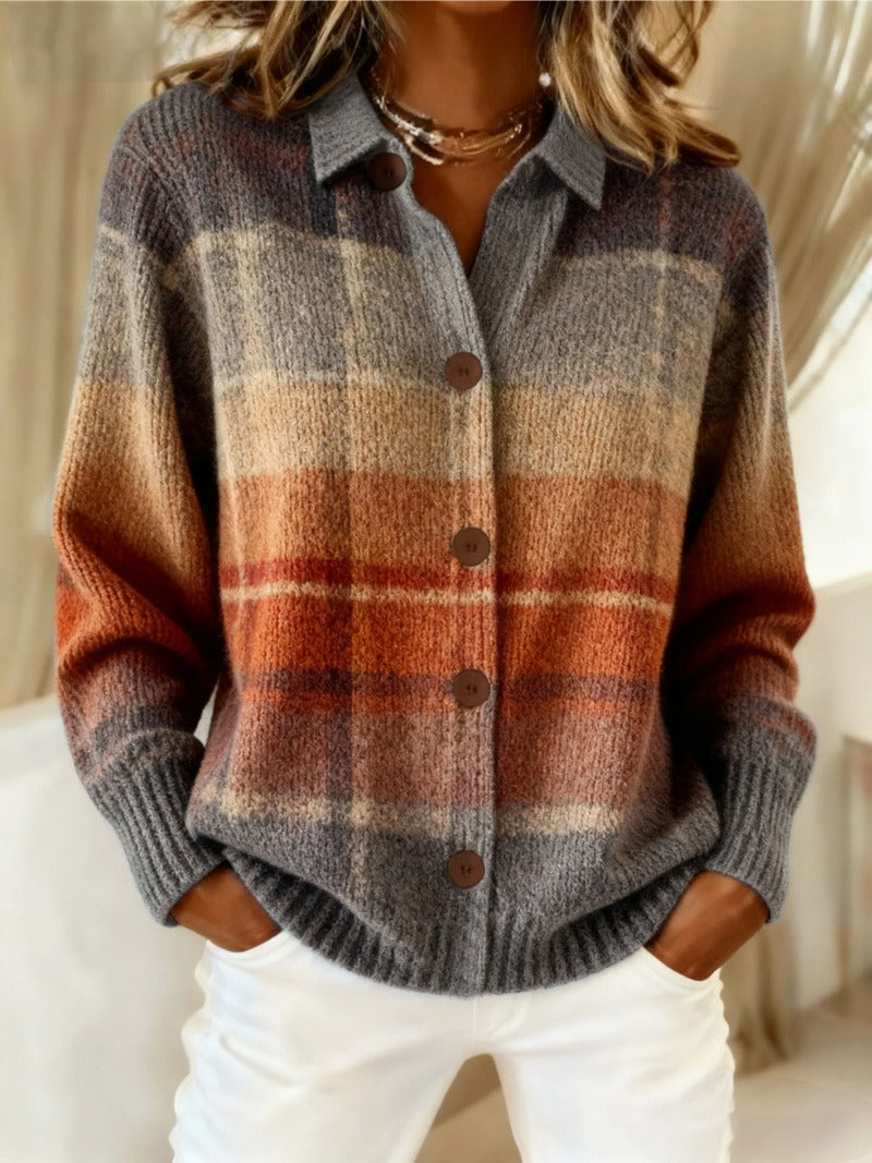 PENNY | AUTUMN OMBRE PLAID CARDIGAN