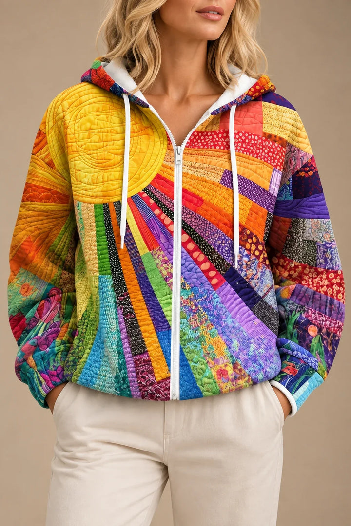 MARLYNE | SUNBURST PRINT ZIP HOODIE