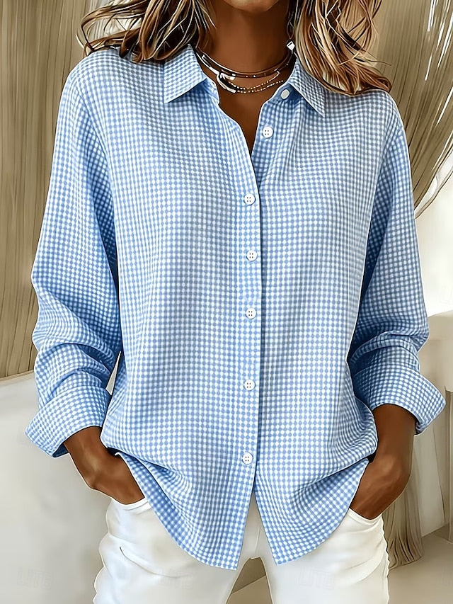 HILLROSE | RELAXED GINGHAM BUTTON-FRONT BLOUSE