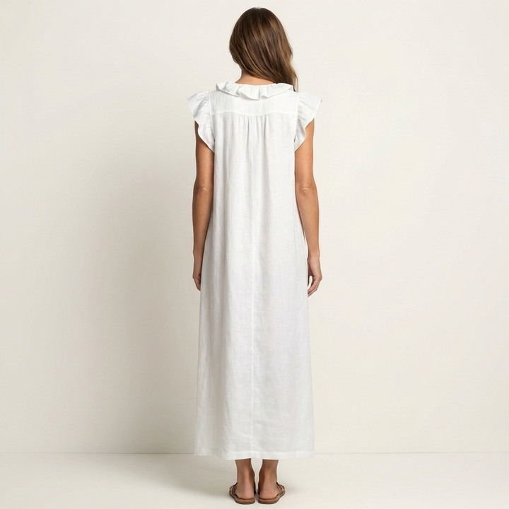 VIOLET | RUFFLE V-NECK MAXI DRESS