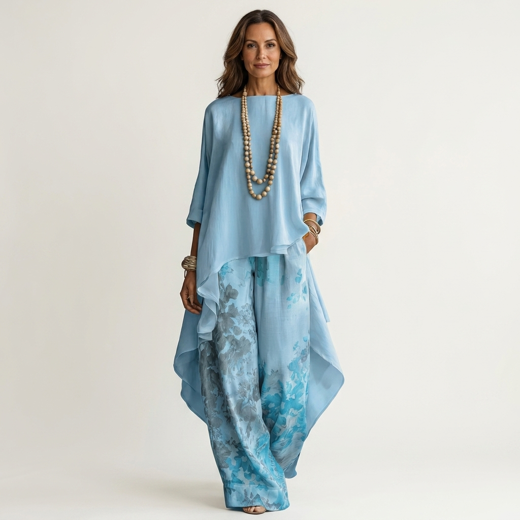 MEREDITH | ELEGANT TWO-PIECE SET WITH ASYMMETRIC TUNIC