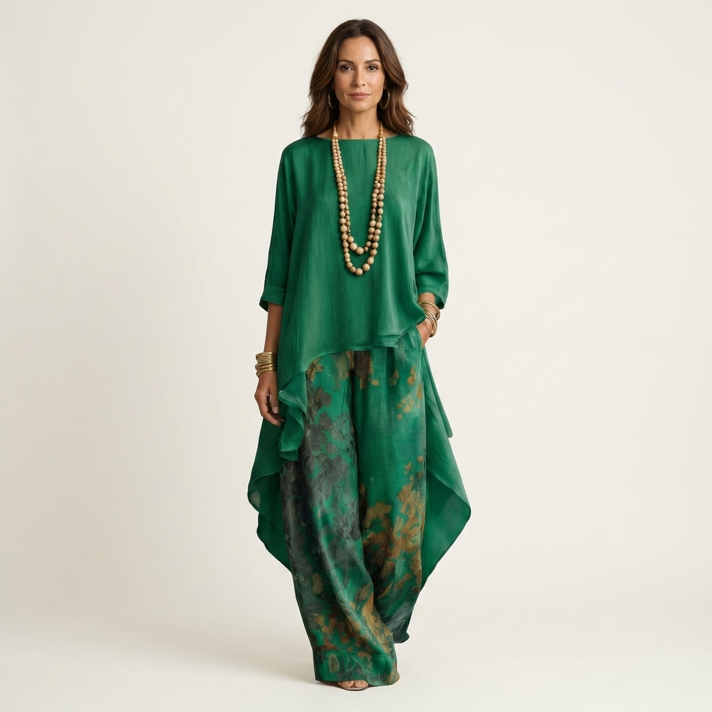 MEREDITH | ELEGANT TWO-PIECE SET WITH ASYMMETRIC TUNIC