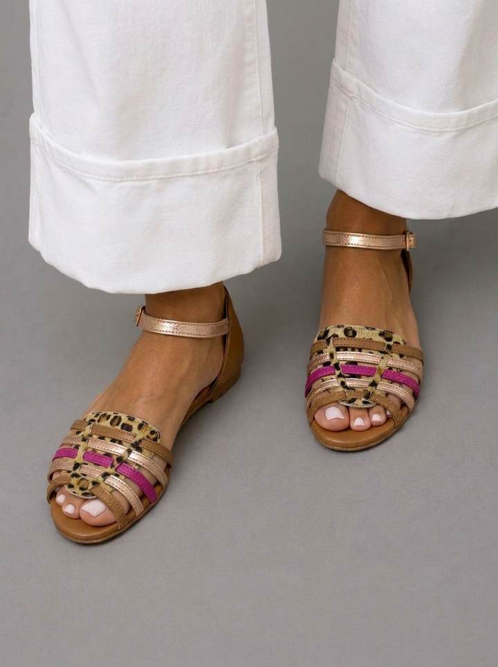VITTORIA | LEOPARD MULTI-STRAP SANDALS