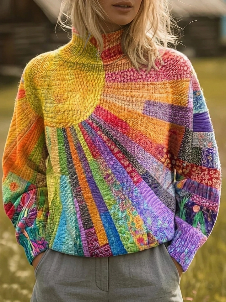 SOL | RETRO SUNBURST PRINT TURTLENECK