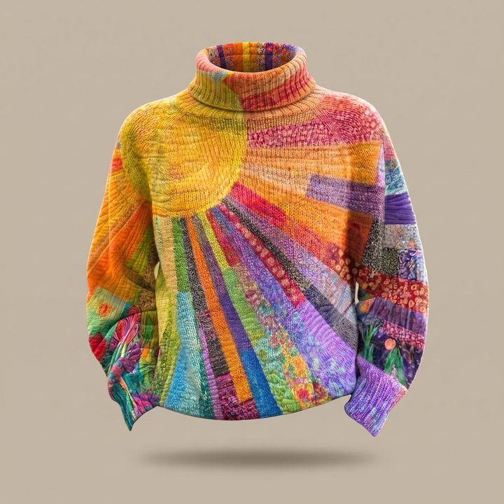 SOL | RETRO SUNBURST PRINT TURTLENECK