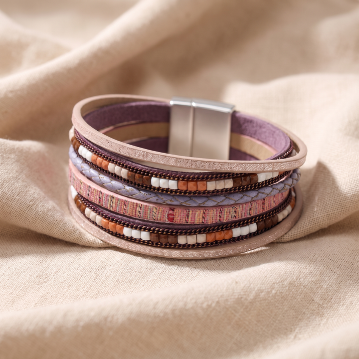 WINIFRED | MAUVE FAUX LEATHER WRAP BRACELET