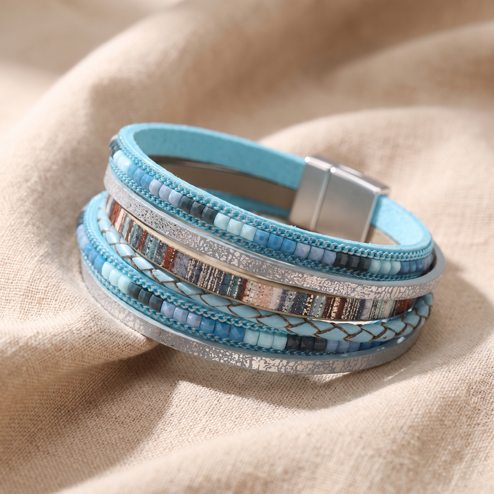 MARJORIE | TURQUOISE FAUX LEATHER WRAP BRACELET