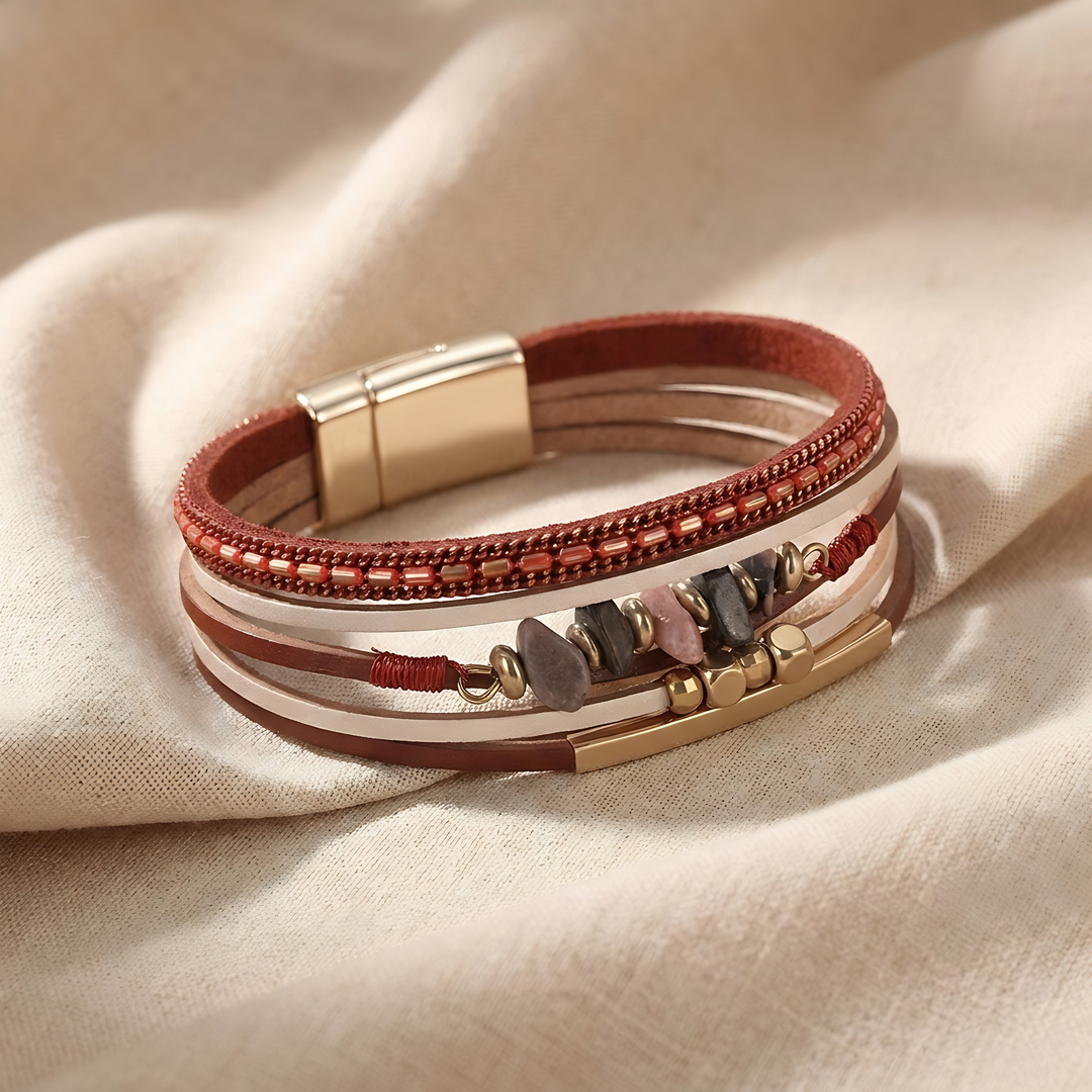 IRIS | ROSE STONE CHIP FAUX LEATHER BRACELET