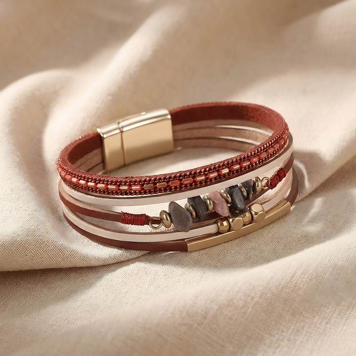 IRIS | ROSE STONE CHIP FAUX LEATHER BRACELET