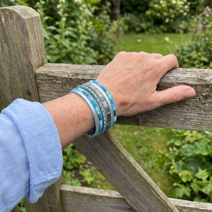 MARJORIE | TURQUOISE FAUX LEATHER WRAP BRACELET
