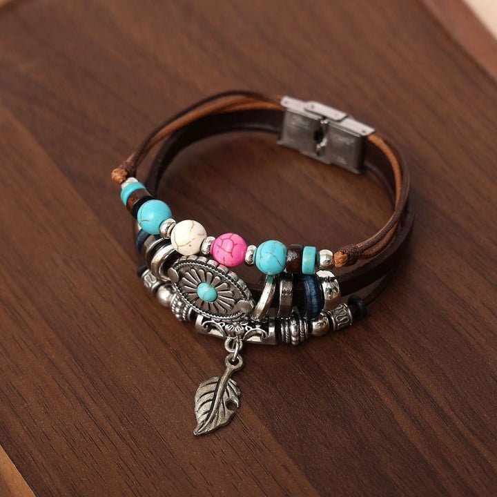 OPHELIA | TURQUOISE CONCHO FAUX LEATHER BRACELET