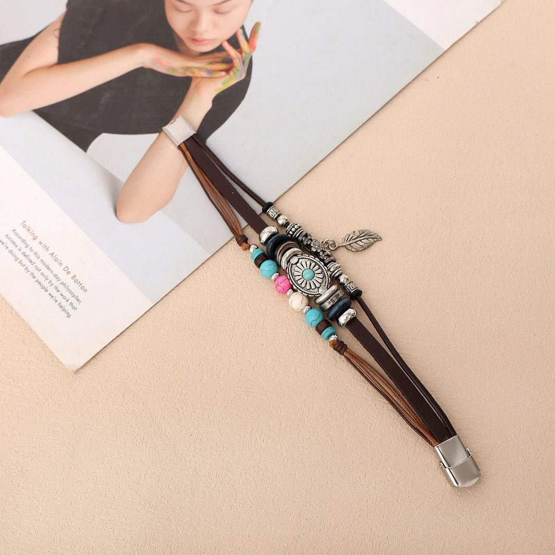 OPHELIA | TURQUOISE CONCHO FAUX LEATHER BRACELET