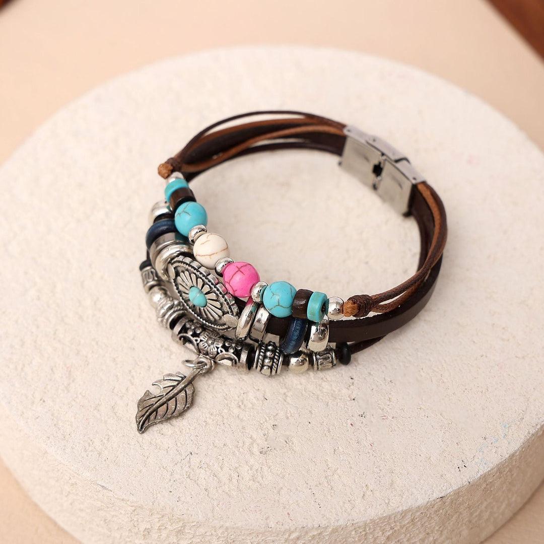 OPHELIA | TURQUOISE CONCHO FAUX LEATHER BRACELET